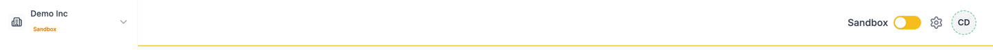 The Sandbox / Live toggle in the dashboard header
